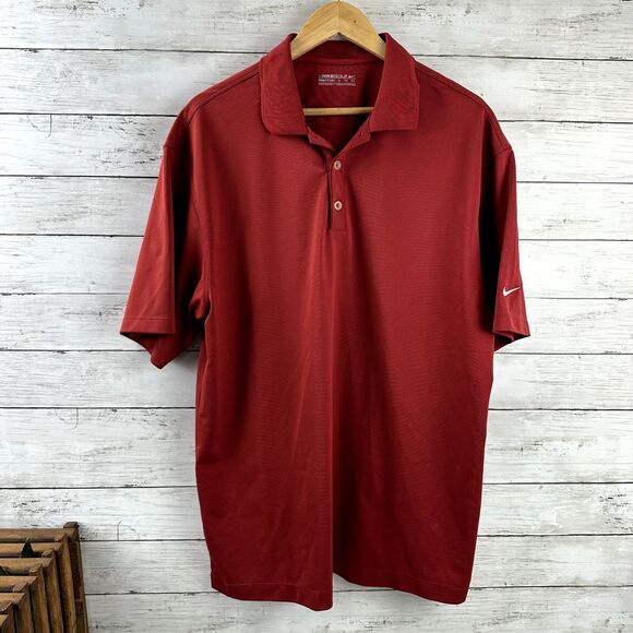 Nike Golf Mens Polo Shirt XL Solid Red Fit Dry Short Sleeve‎ - Picture 1 of 8